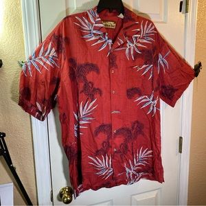 Vintage Caribbean Blues Mens XL Hawaiian Button Down Shirt Pocket Oversized Fit